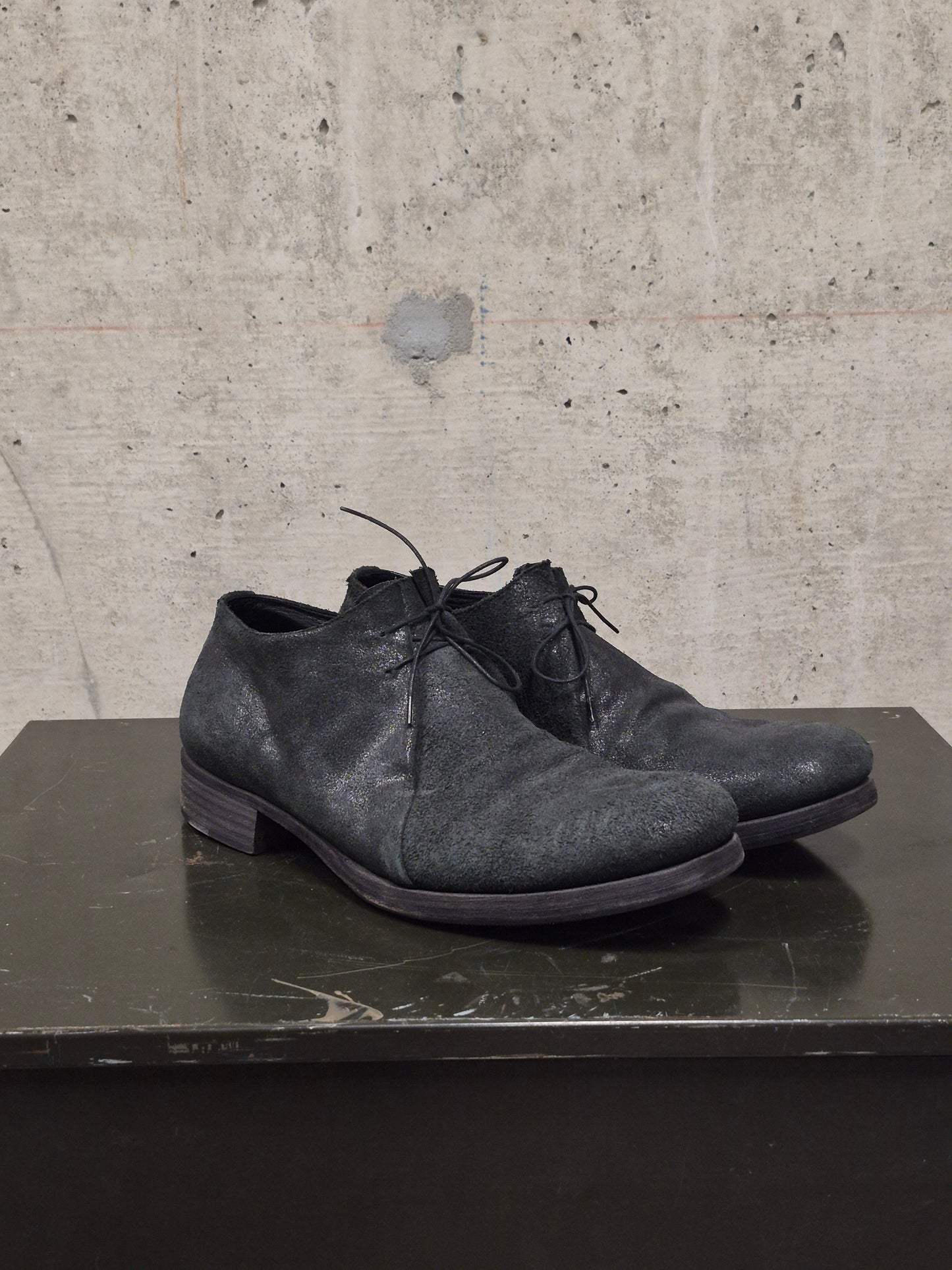 m.a+ 'S1P1 BI.R 1.0' Reverse Bison Leather Double Fold Derbies