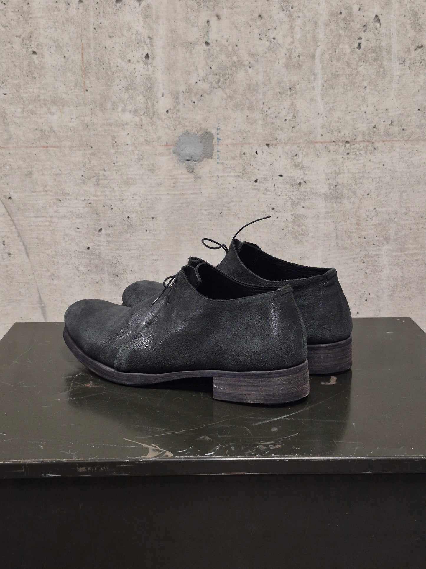 m.a+ 'S1P1 BI.R 1.0' Reverse Bison Leather Double Fold Derbies
