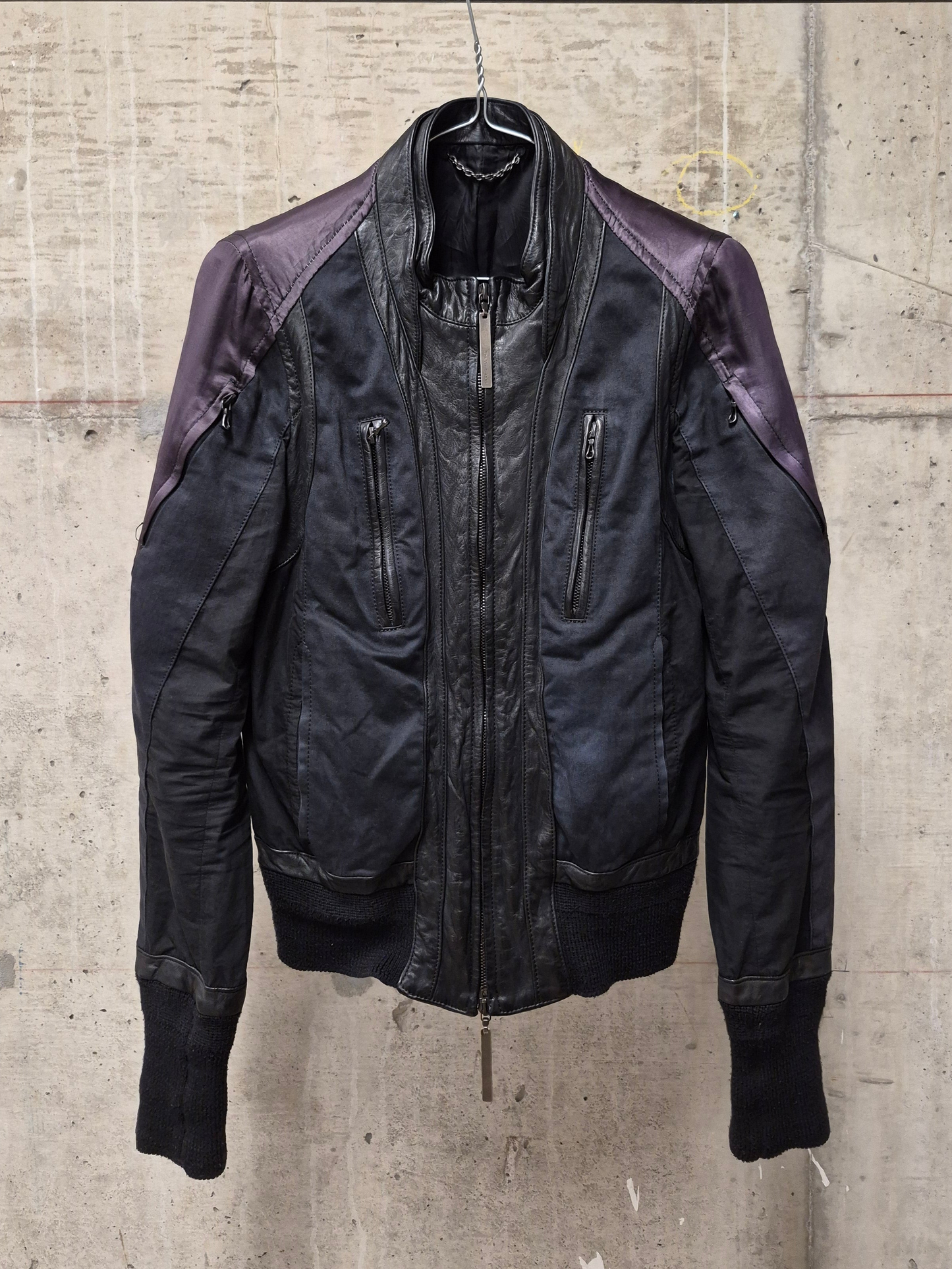 The Viridi-Anne 00s Hybrid Multi-Panel Cattle Leather Bomber Jacket