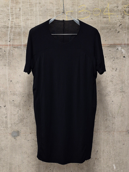 DEVOA Black Double Layered Anatomical Rolled Edge Cotton Stretch T-Shirt