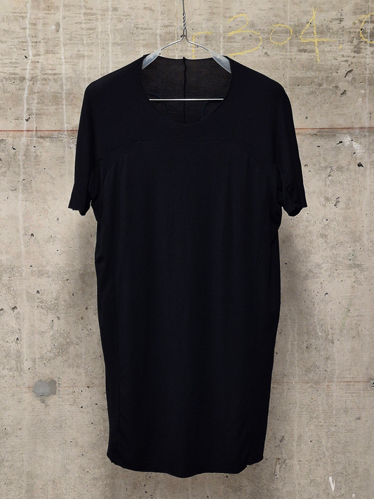 DEVOA Black Double Layered Anatomical Rolled Edge Cotton Stretch T-Shirt