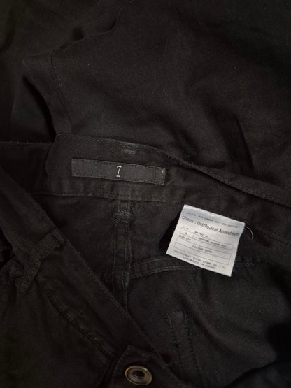 Julius_7 SS11 “Chaos ; Ontological Anarchism” Black 8oz Cotton Denim Distressed Gas-Mask Cargo Capris