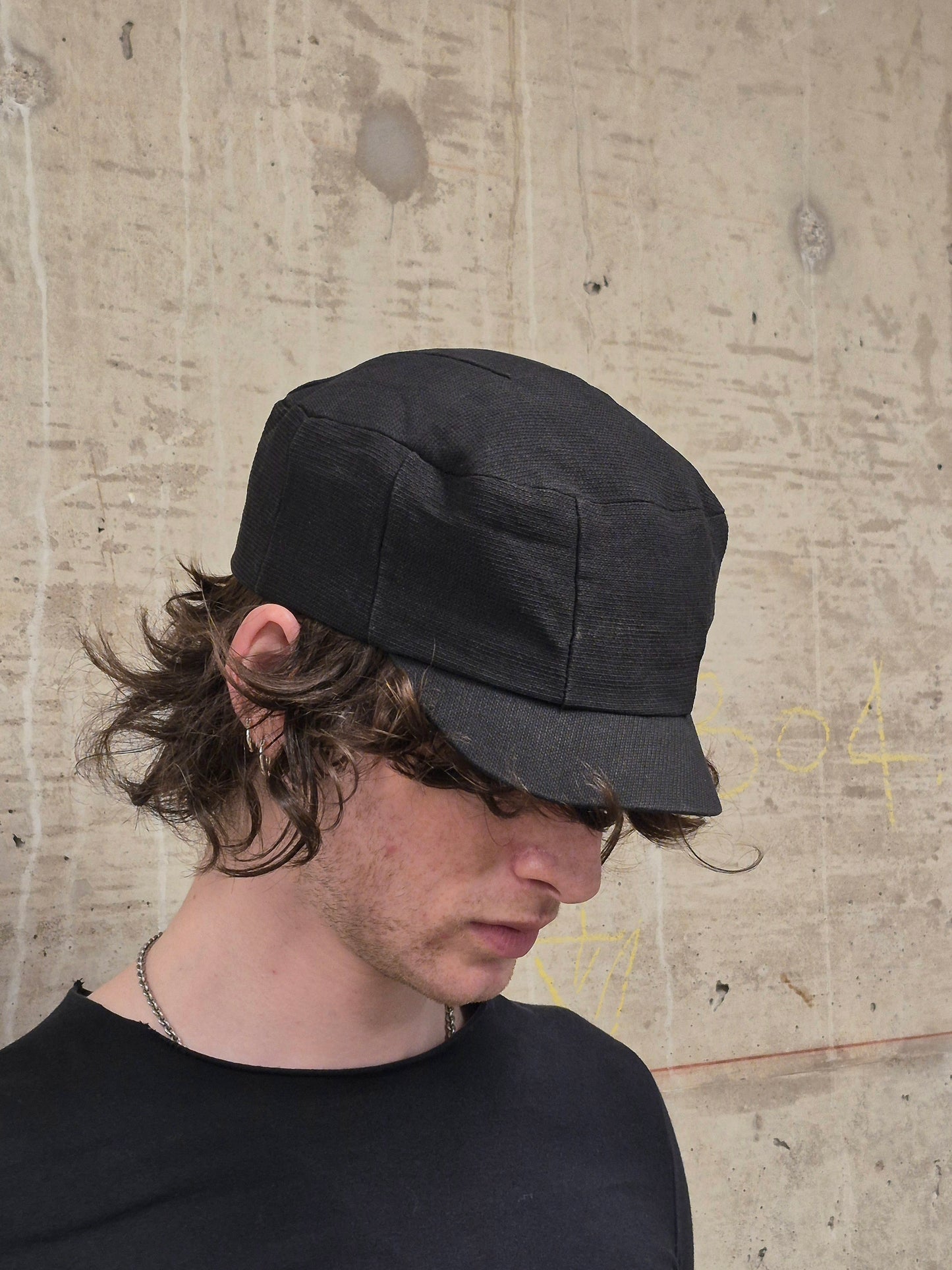 DEVOA 'DH-WUS' Washed Black Washi Paper Military Cap