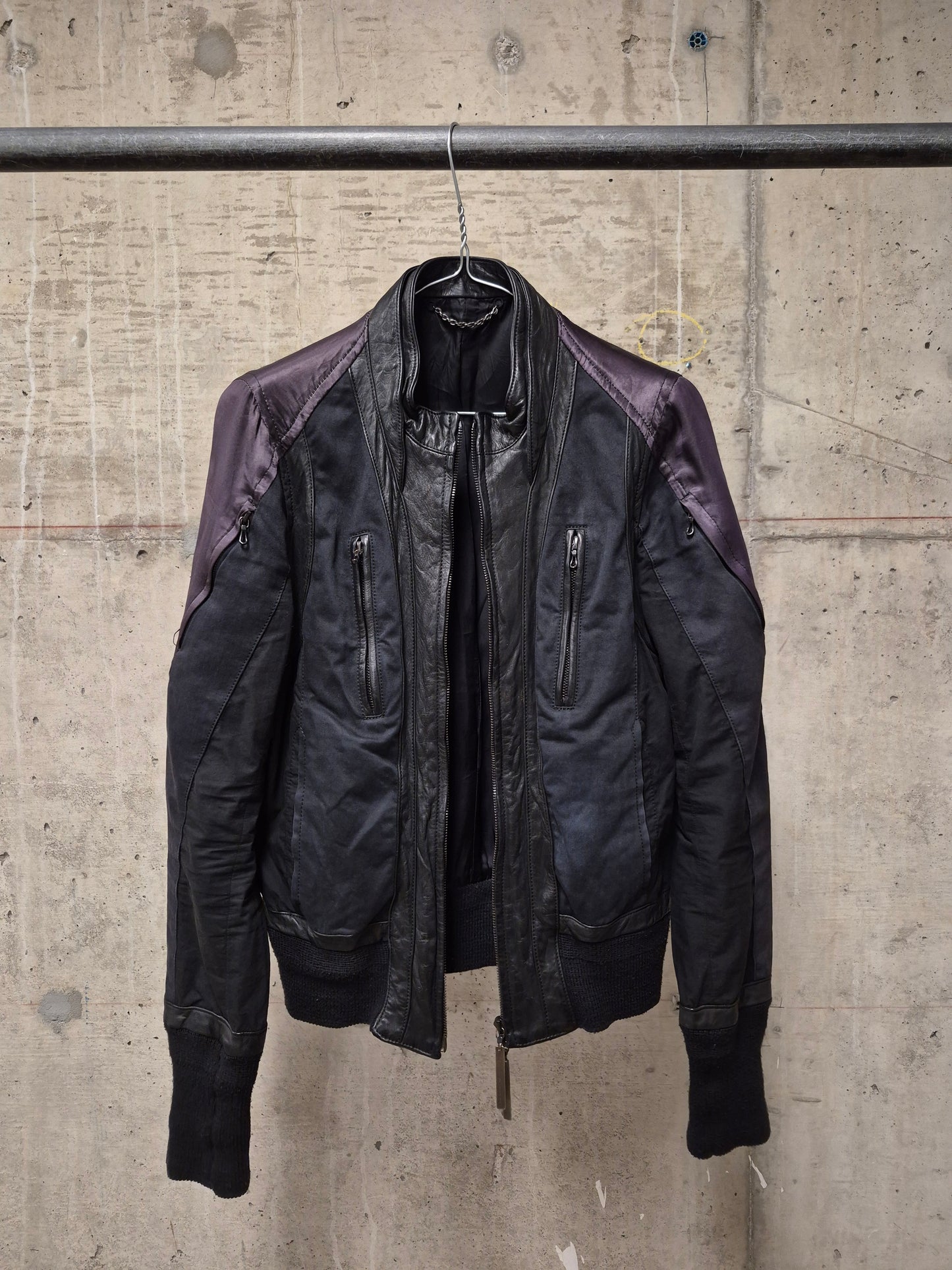 The Viridi-Anne 00s Hybrid Multi-Panel Cattle Leather Bomber Jacket