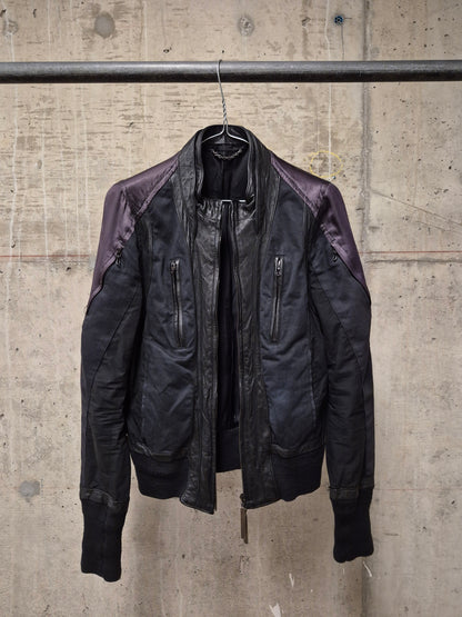 The Viridi-Anne 00s Hybrid Multi-Panel Cattle Leather Bomber Jacket