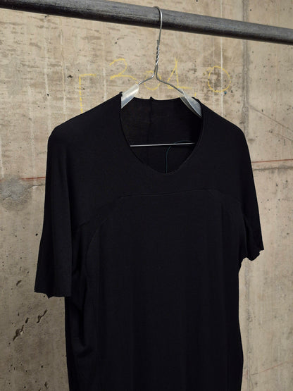 DEVOA Black Double Layered Anatomical Rolled Edge Cotton Stretch T-Shirt