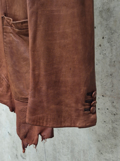 MiharaYasuhiro AW02 Over-dyed Distressed Sheepskin Leather Jacket
