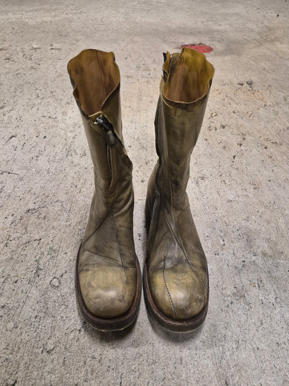 LEON EMANUEL BLANCK 'DIS-TWB/01' Special Dyed Distortion Tall Side Zip Horse Leather Wedge Boot