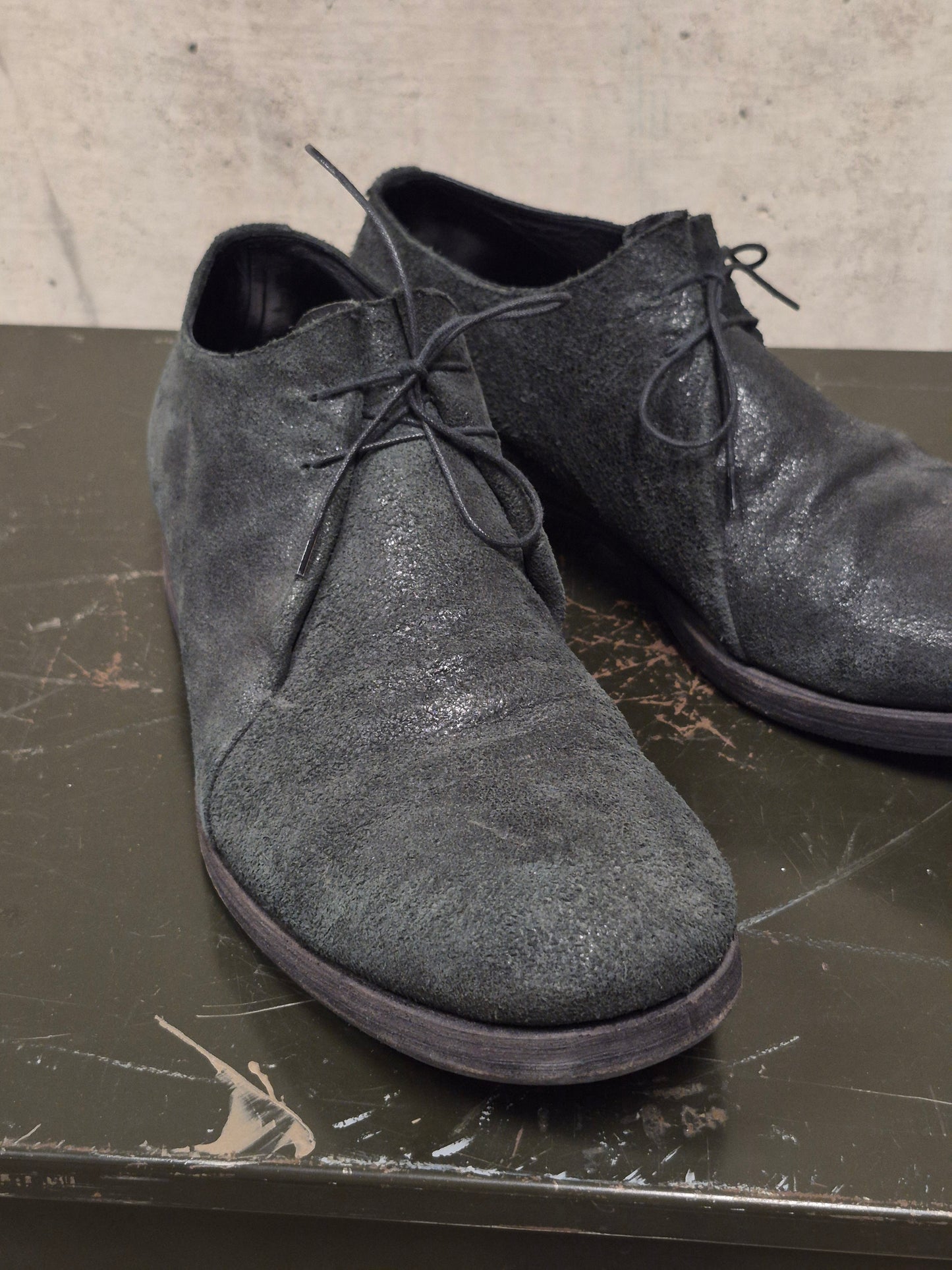 m.a+ 'S1P1 BI.R 1.0' Reverse Bison Leather Double Fold Derbies
