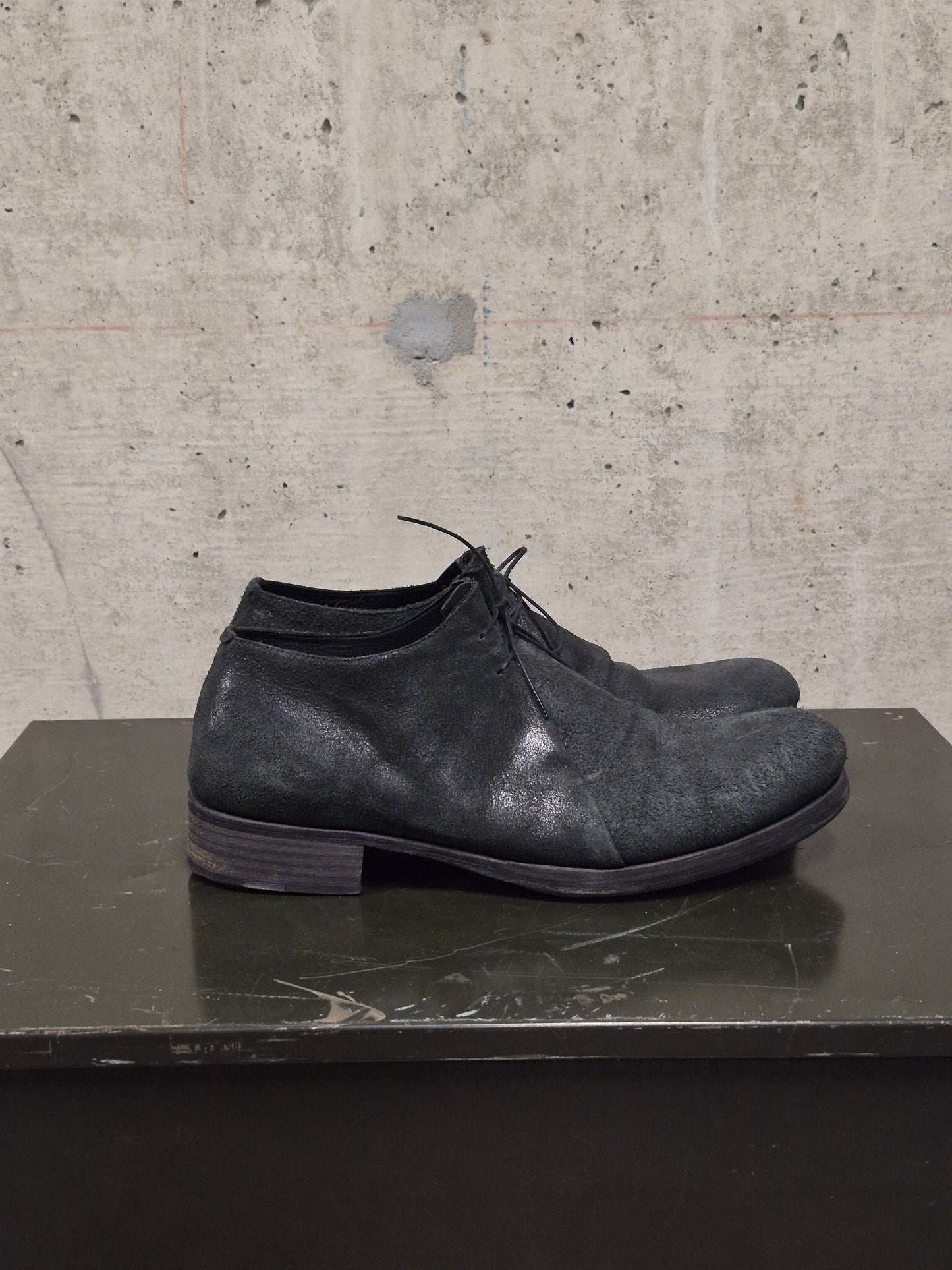 m.a+ 'S1P1 BI.R 1.0' Reverse Bison Leather Double Fold Derbies