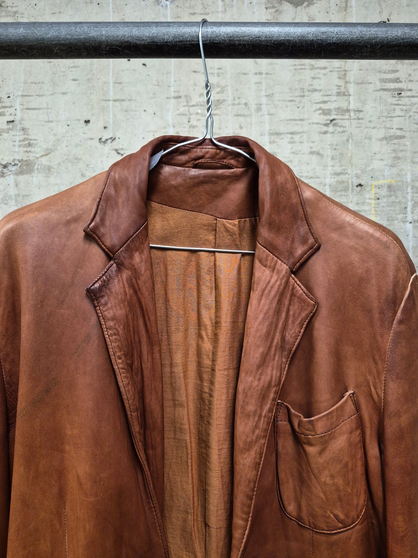 MiharaYasuhiro AW02 Over-dyed Distressed Sheepskin Leather Jacket