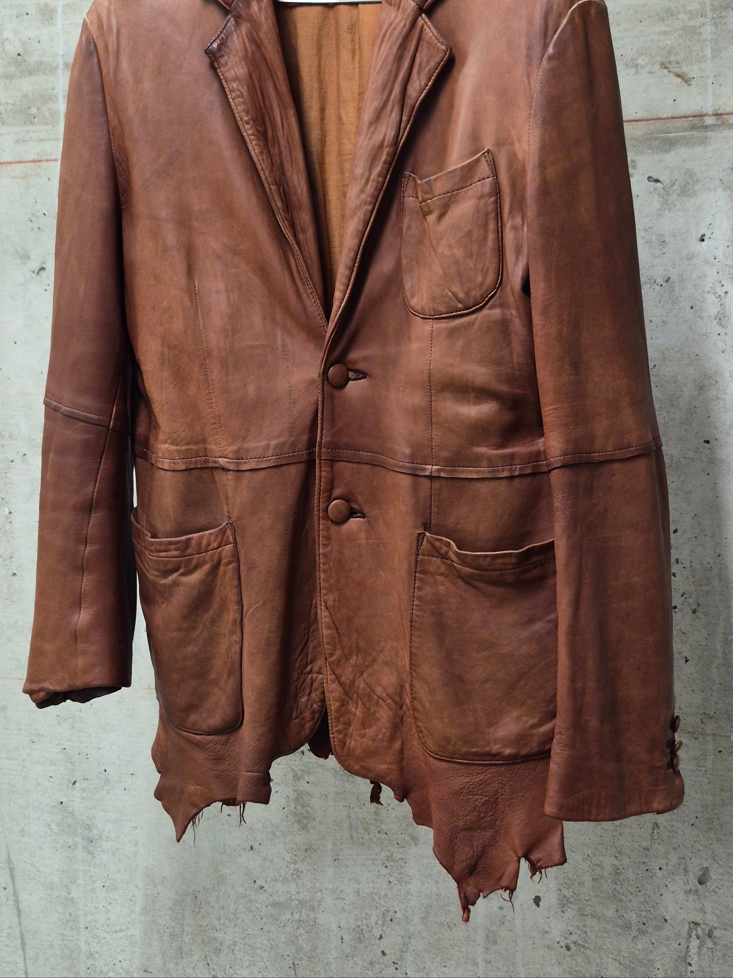 MiharaYasuhiro AW02 Over-dyed Distressed Sheepskin Leather Jacket