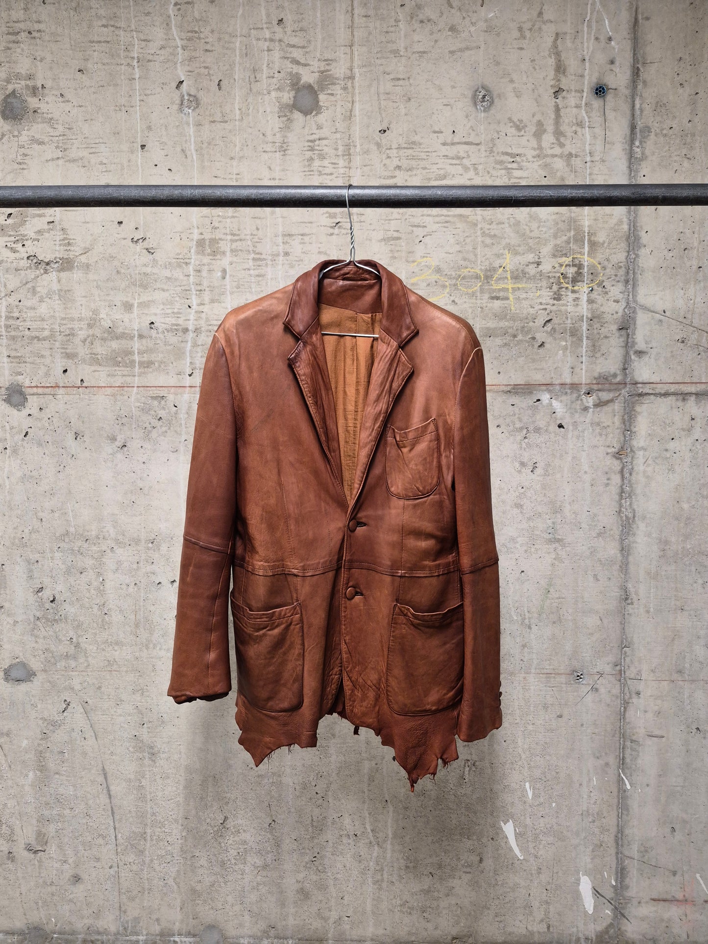 MiharaYasuhiro AW02 Over-dyed Distressed Sheepskin Leather Jacket