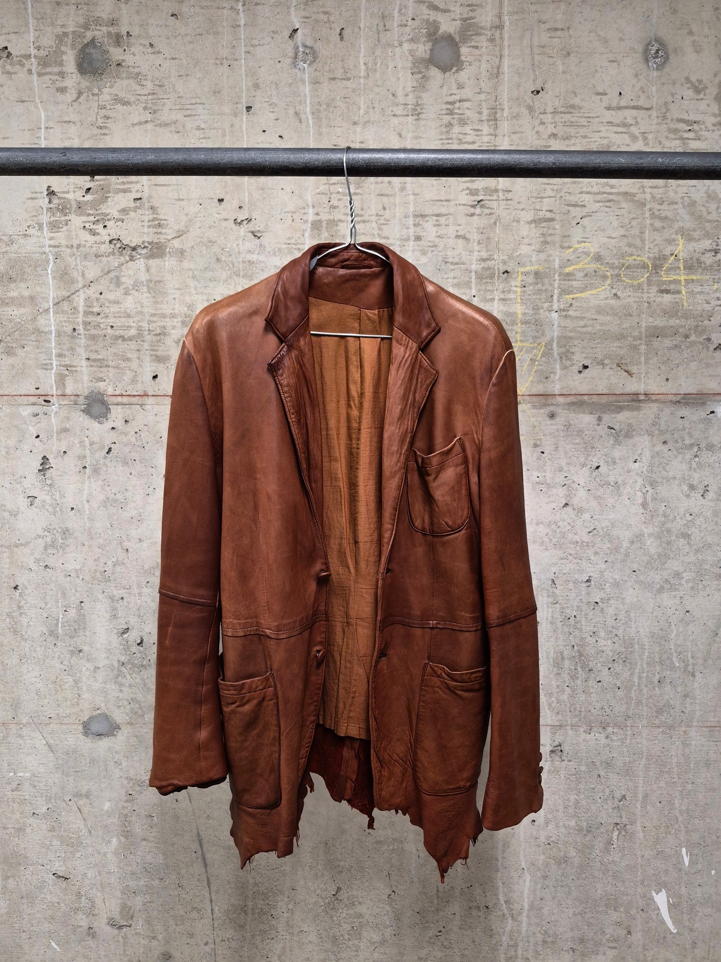 MiharaYasuhiro AW02 Over-dyed Distressed Sheepskin Leather Jacket