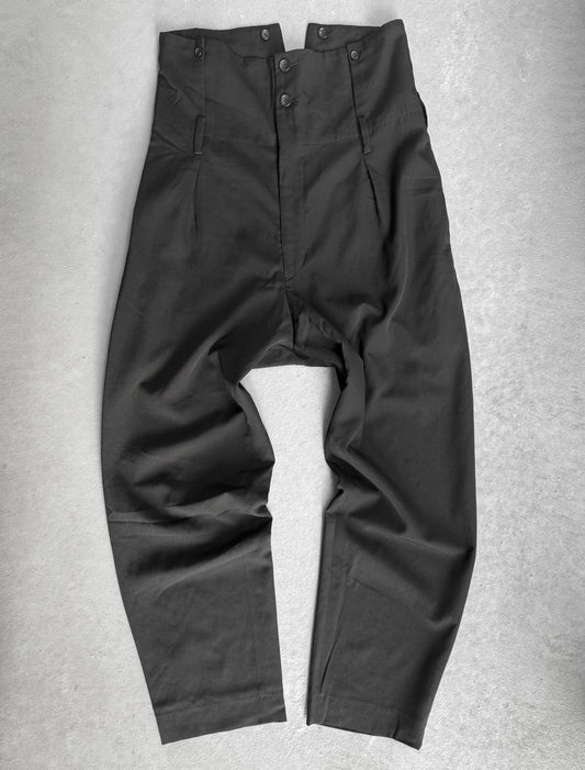 Black pants on a gray background