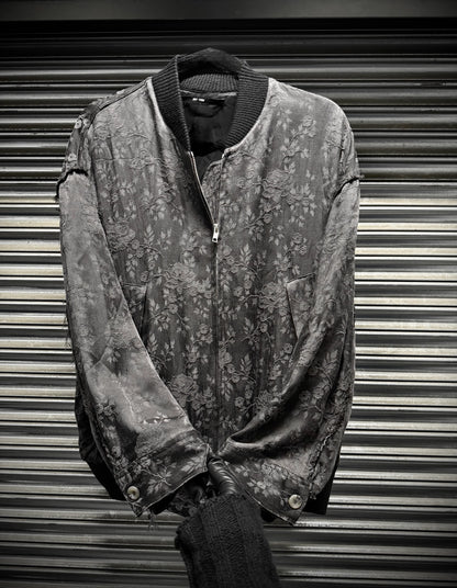 Vintage jacket with floral pattern on a metallic background