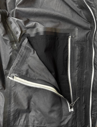Close-up of a black jacket with a zipper