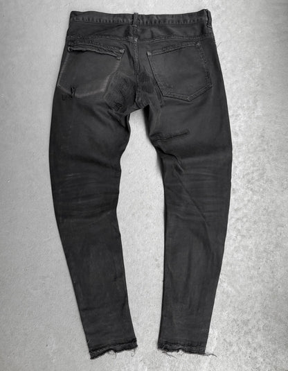 UNDERCOVER SS16 “The Greatest: AW04-05 but beautiful” Blue Yarn 68 Distressed Black Skinny Denim