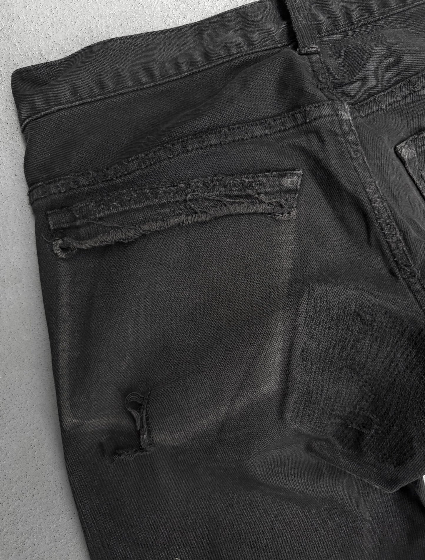 UNDERCOVER SS16 “The Greatest: AW04-05 but beautiful” Blue Yarn 68 Distressed Black Skinny Denim