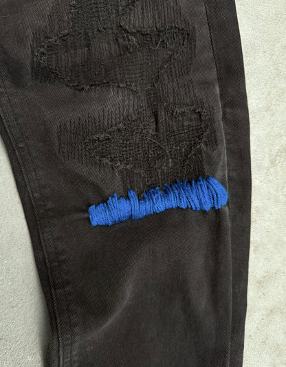 UNDERCOVER SS16 “The Greatest: AW04-05 but beautiful” Blue Yarn 68 Distressed Black Skinny Denim