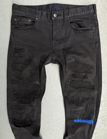 UNDERCOVER SS16 “The Greatest: AW04-05 but beautiful” Blue Yarn 68 Distressed Black Skinny Denim