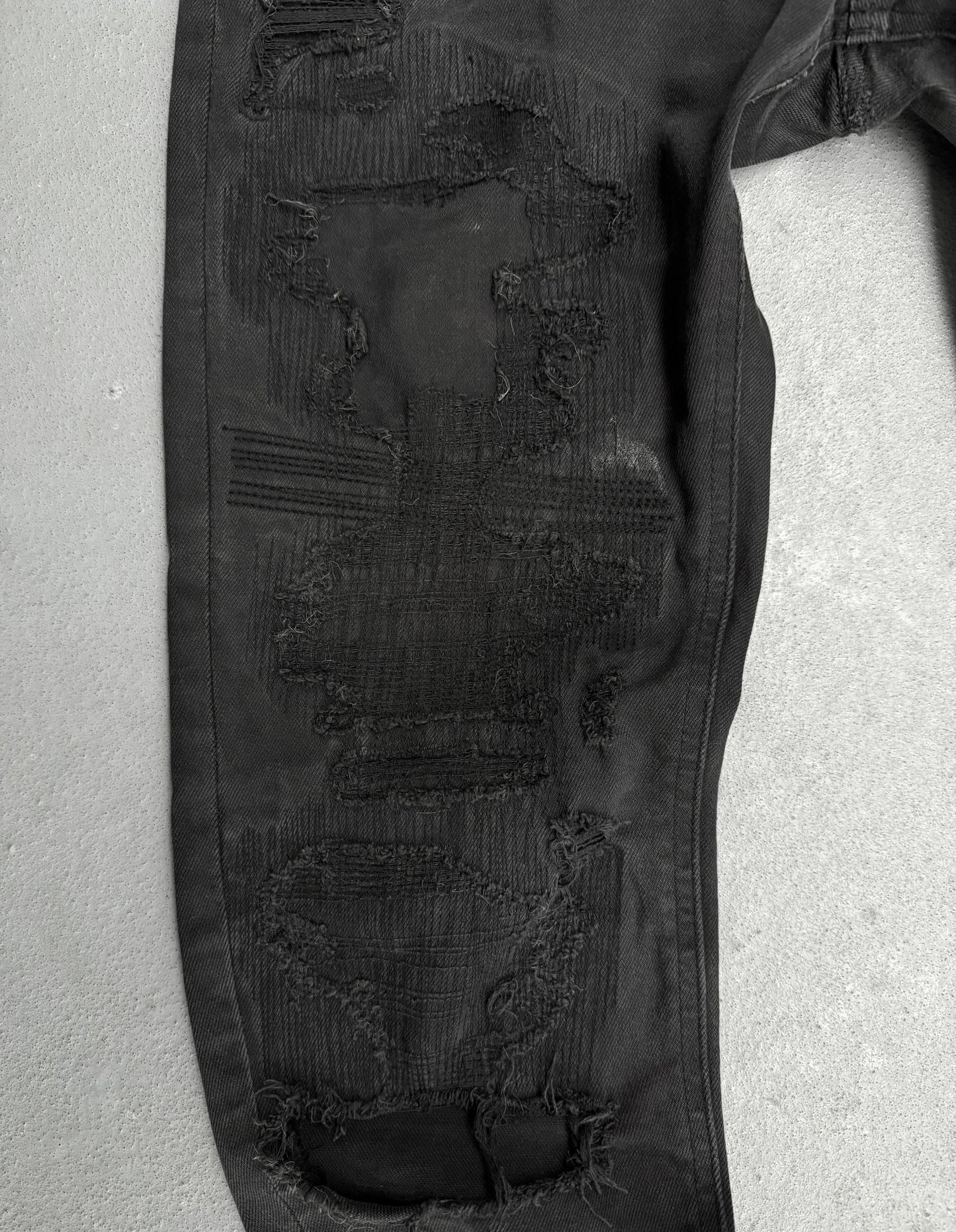 UNDERCOVER SS16 “The Greatest: AW04-05 but beautiful” Blue Yarn 68 Distressed Black Skinny Denim