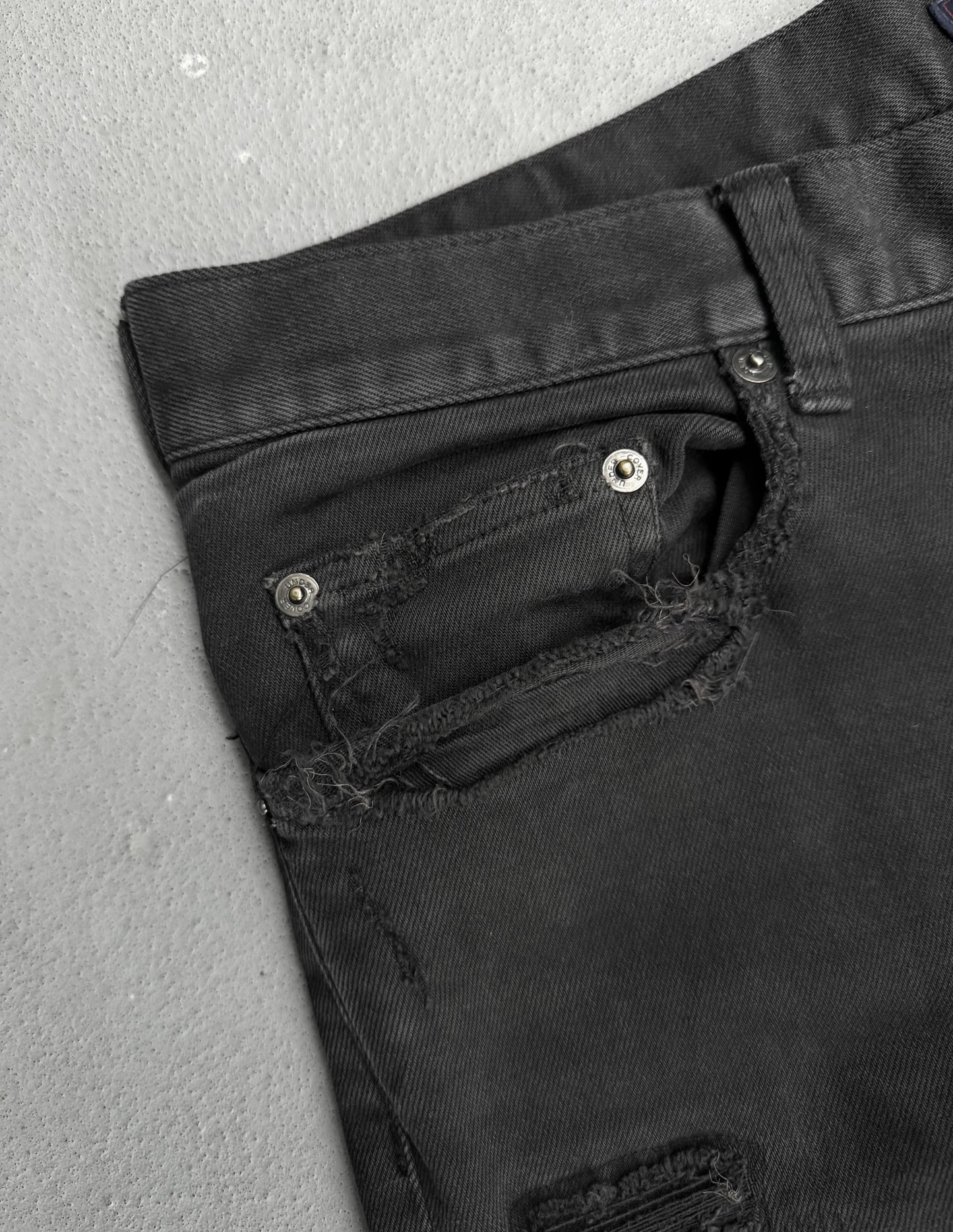 UNDERCOVER SS16 “The Greatest: AW04-05 but beautiful” Blue Yarn 68 Distressed Black Skinny Denim