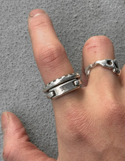 WERKSTATT:MÜNCHEN AW15 Combination Tag & Gear Silver Ring Set